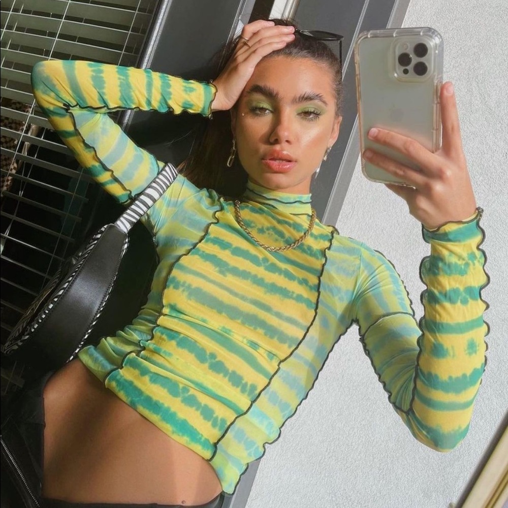 Mesh long sleeve top